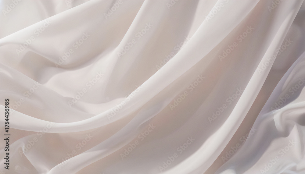 Obraz premium The abstract background is a drapery of weightless, translucent textiles with soft, deep folds. The glossy material creates a soothing undulating pattern.