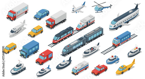 Variety of modern isometric desk and ceiling lamps in vibrant colors