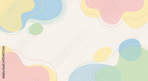 Soft pastel abstract shapes with thin outlines creating a gentle and calming background for various design projects