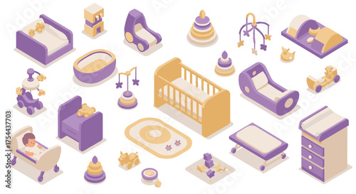 Isometric beauty salon scenes with hairstylists and clients in modern interiors