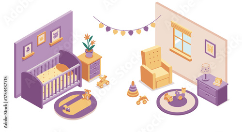 Hotel reception desk with employees in isometric style