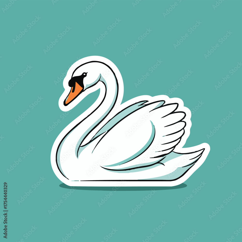 Fototapeta premium Elegant White Swan with Orange Beak and Black Markings
