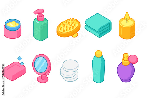 Personal care flat icon set. Bath, grooming, hygiene, beauty flat icon collection