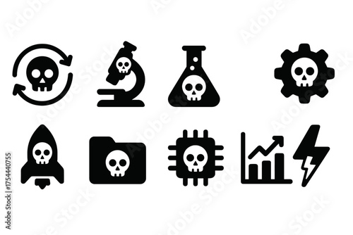 Hazard, toxic silhouette icon set. Danger and warning symbols silhouette collection.