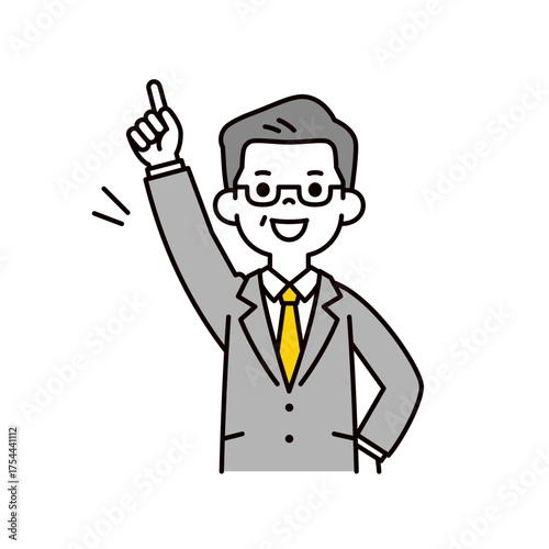 業界トップを目指す・挑戦する、シニア世代の男性社長のシンプルな上半身ベクターイラスト素材
