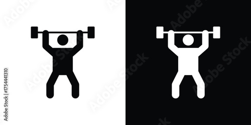 Weightlifter icon black silhouette pack. black and white icons