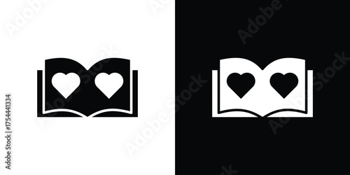 Wedding album icon black silhouette pack. black and white icons