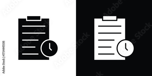 Waiting list icon black silhouette pack. black and white icons