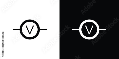 Voltmeter icon black silhouette pack. black and white icons