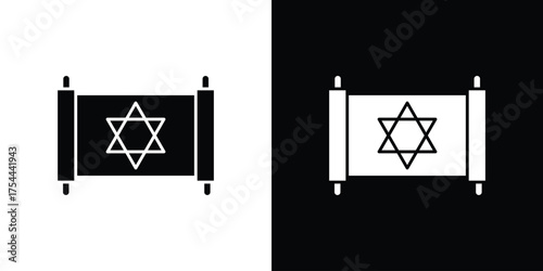 Torah icon black silhouette pack. black and white icons