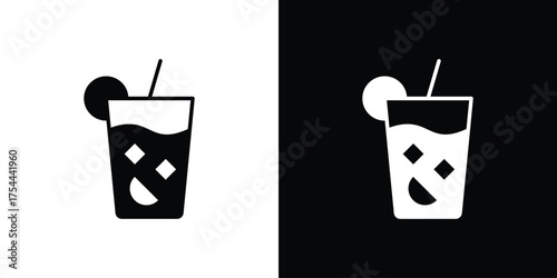 Tom Collins icon black silhouette pack. black and white icons