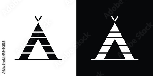 Tepee icon black silhouette pack. black and white icons