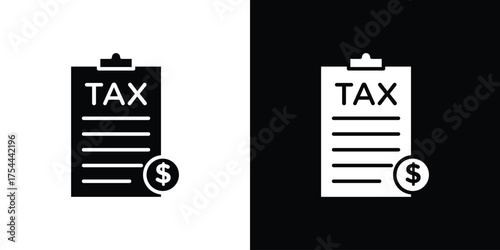 Tax icon black silhouette pack. black and white icons