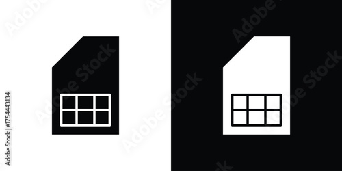 Sim icon black silhouette pack. black and white icons