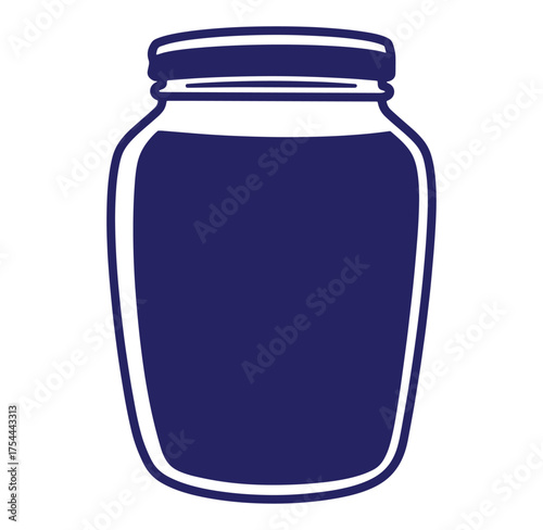 Simple blue jar design illustration ideal for food storage and canning related graphics