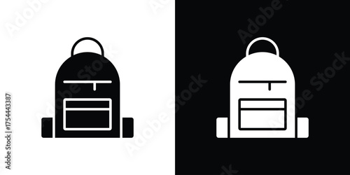 School bag icon black silhouette pack. black and white icons