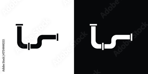 Plumbing pipes icon black silhouette pack. black and white icons