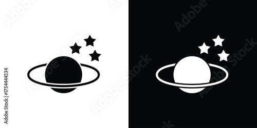 Planet saturn icon black silhouette pack. black and white icons