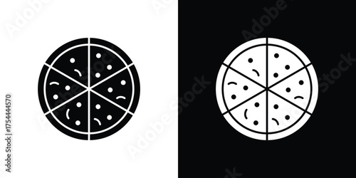 Pizza icon black silhouette pack. black and white icons