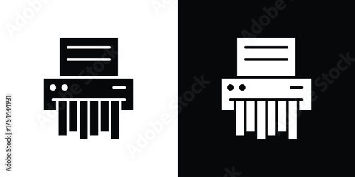 Paper shredder icon black silhouette pack. black and white icons
