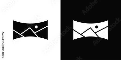 Panoramic view icon black silhouette pack. black and white icons
