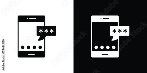 OTP icon black silhouette pack. black and white icons