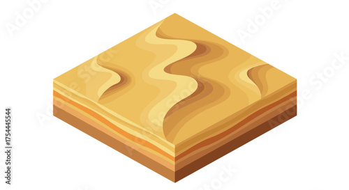 Isometric 3d desert sand layers with abstract wavy patterns