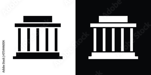 Lincoln memorial icon black silhouette pack. black and white icons