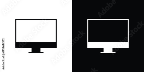 LCD icon black silhouette pack. black and white icons