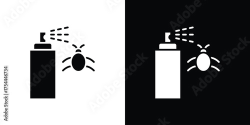 Insecticide icon black silhouette pack. black and white icons