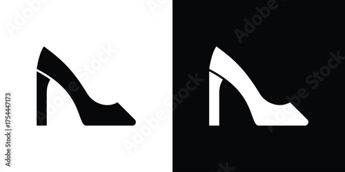 High heel shoes icon black silhouette pack. black and white icons