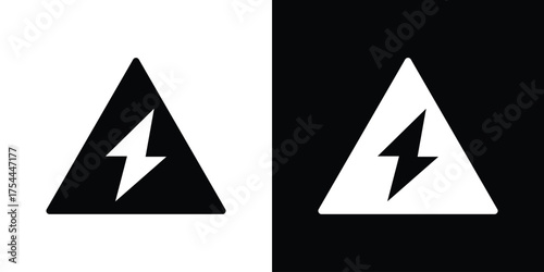 High voltage icon black silhouette pack. black and white icons