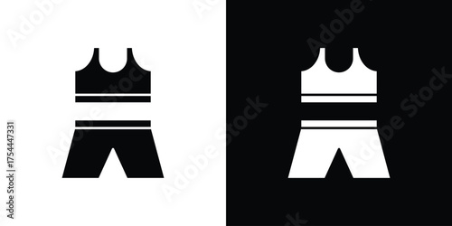 Gym clothes icon black silhouette pack. black and white icons