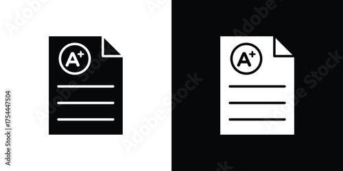 Grades icon black silhouette pack. black and white icons