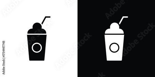 Frappuccino icon black silhouette pack. black and white icons