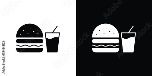 Fast food icon black silhouette pack. black and white icons