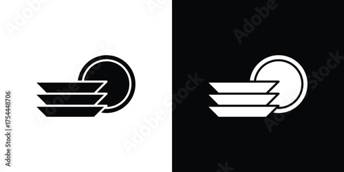 Dishes icon black silhouette pack. black and white icons