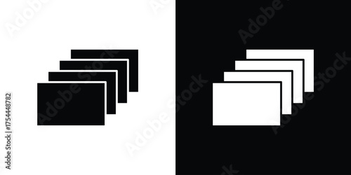Depth perception icon black silhouette pack. black and white icons