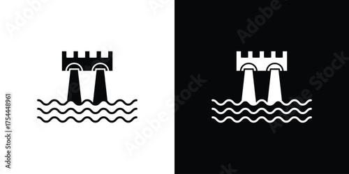 Dam icon black silhouette pack. black and white icons