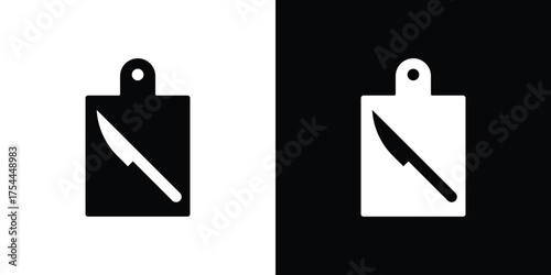 Cutting board icon black silhouette pack. black and white icons