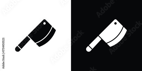 Butcher knife icon black silhouette pack. black and white icons