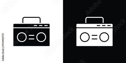 Boombox icon black silhouette pack. black and white icons