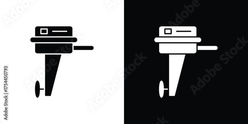 Boat Engine icon black silhouette pack. black and white icons