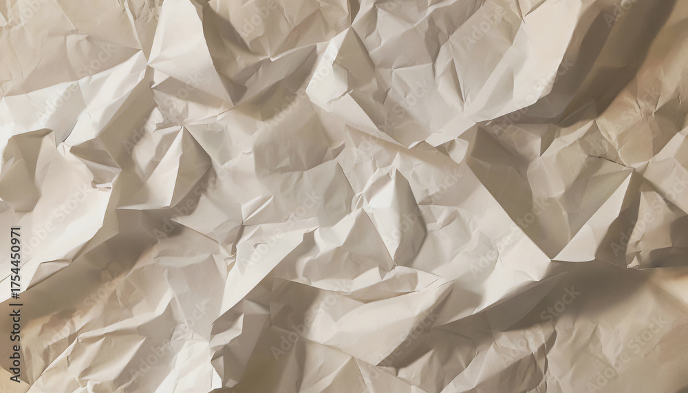 Obraz premium An abstract background is a surface made of crumpled sheet material with sharp fractures and pronounced volume.