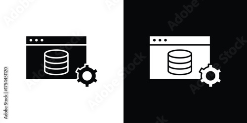 Backend icon black silhouette pack. black and white icons
