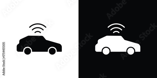 Autonomous car icon black silhouette pack. black and white icons