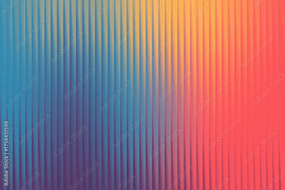 Obraz premium Abstract background with vertical ribbed texture and a gradient of blue, purple, yellow, and red colors