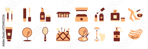 Beauty make up set. Vector set of cosmetic make up. Fashion beauty female make-up set.