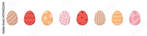 Easter egg set. Colorful vector ester egg set. Pastel egg hunt easter set.