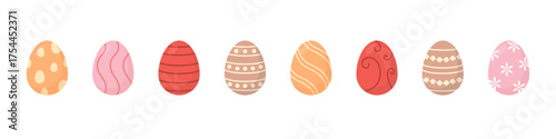 Easter egg set. Colorful vector ester egg set. Pastel egg hunt easter set.